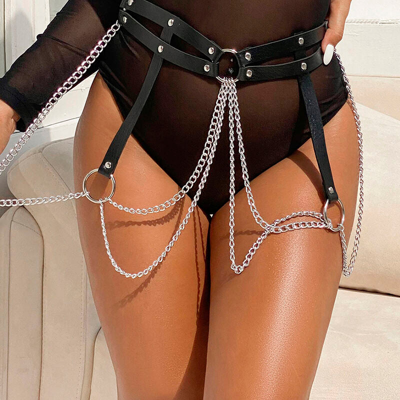 SUBBLIME - CHAINE BAGUE CUIR CEINTURE NOIR TAILLE UNIQUE - Sensualia