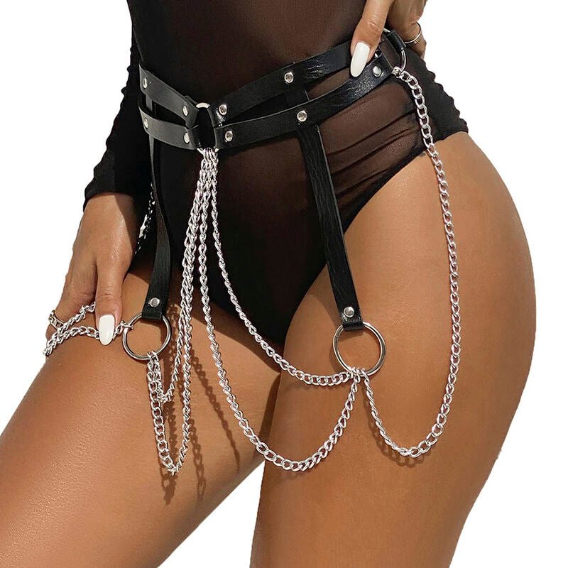 SUBBLIME - CHAINE BAGUE CUIR CEINTURE NOIR TAILLE UNIQUE - Sensualia