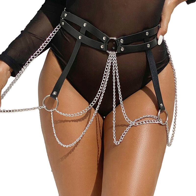 SUBBLIME - CHAINE BAGUE CUIR CEINTURE NOIR TAILLE UNIQUE - Sensualia