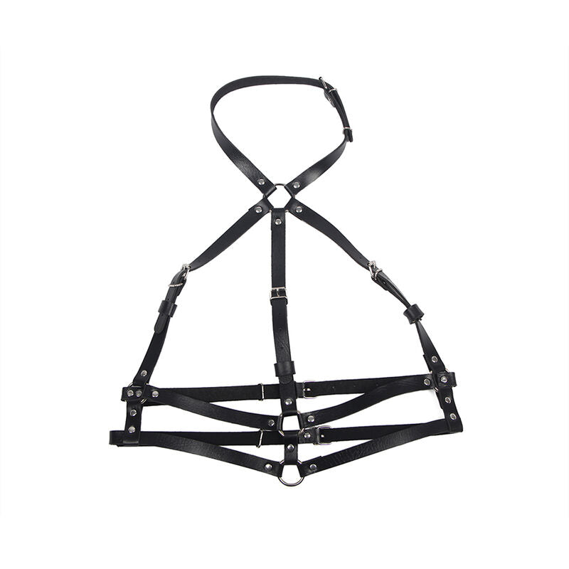 SUBBLIME - HARNAIS POITRINE ANNEAU CUIR NOIR TAILLE UNIQUE - Sensualia