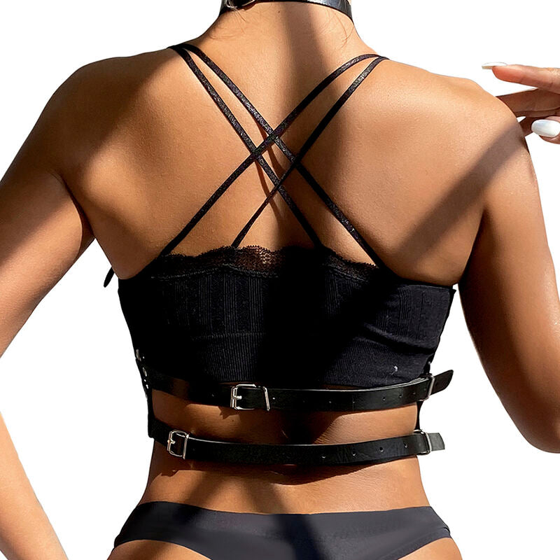SUBBLIME - HARNAIS POITRINE ANNEAU CUIR NOIR TAILLE UNIQUE - Sensualia