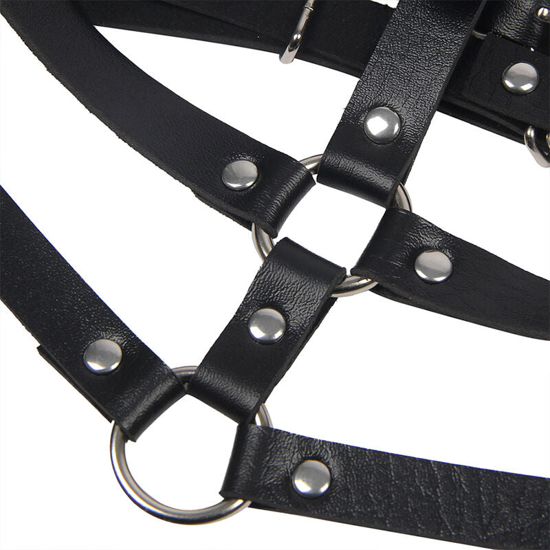 SUBBLIME - HARNAIS POITRINE ANNEAU CUIR NOIR TAILLE UNIQUE - Sensualia