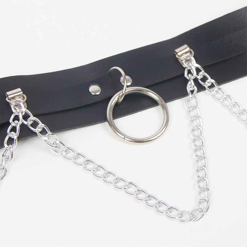 SUBBLIME - HARNAIS CEINTURE ET JARRETIÈRES AVEC ANNEAUX ET CHAÎNE DÉTAIL TAILLE UNIQUE - Sensualia