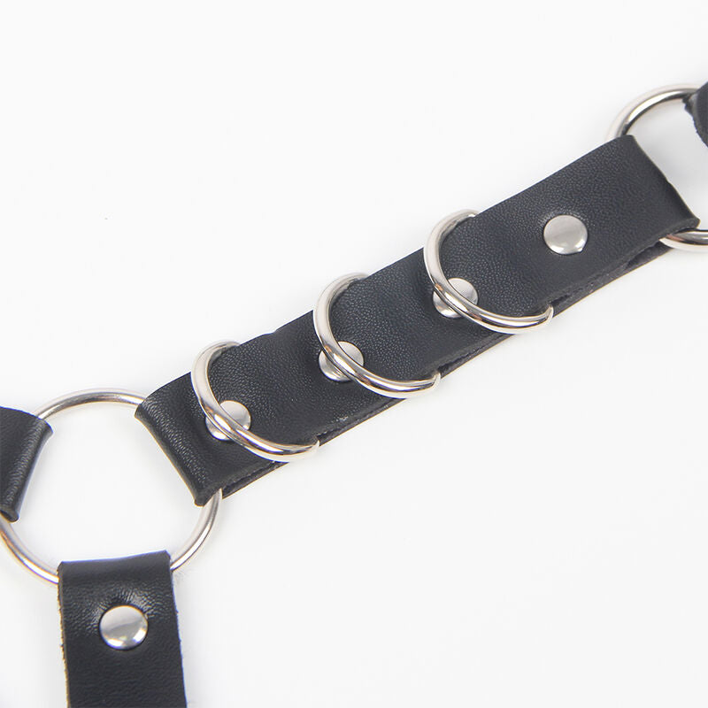 SUBBLIME - HARNAIS CEINTURE ET JARRETIÈRES AVEC ANNEAUX ET CHAÎNE DÉTAIL TAILLE UNIQUE - Sensualia