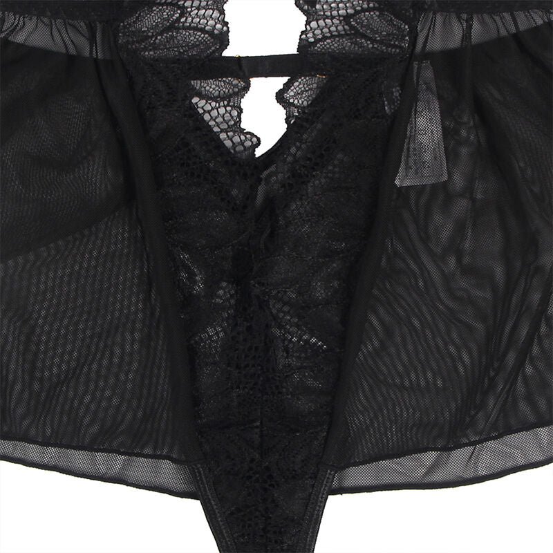 SUBBLIME - TEDDY CUELLO HALTER ESPALDA DESCUBIERTA ENCAJE NEGRO S/M - Sensualia