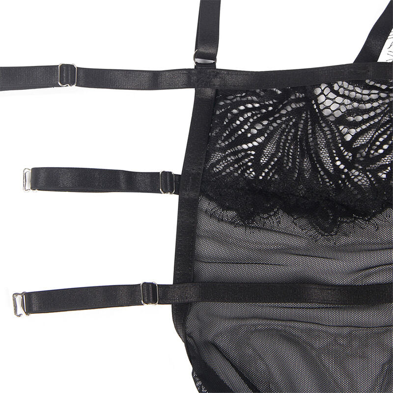SUBBLIME - BABYDOLL CON TIRANTES AJUSTABLES DE ENCAJE NEGRO S/M - Sensualia