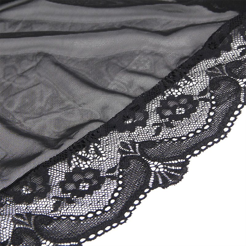 SUBBLIME - BATA TELA TRANSPARENTE DETALLE ENCAJE NEGRO S/M - Sensualia