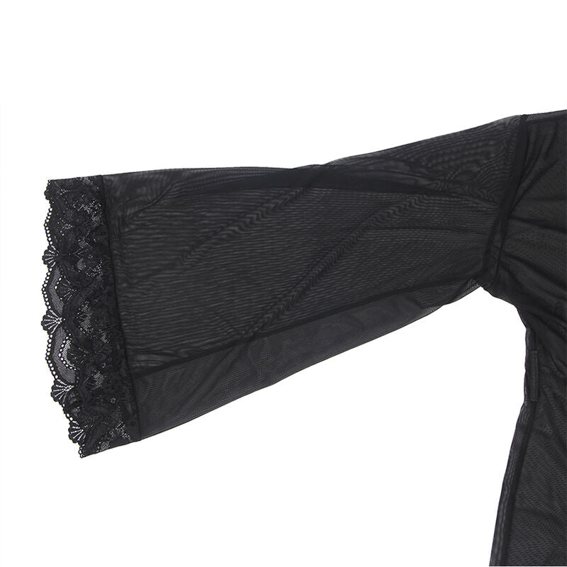 SUBBLIME - BATA TELA TRANSPARENTE DETALLE ENCAJE NEGRO S/M - Sensualia