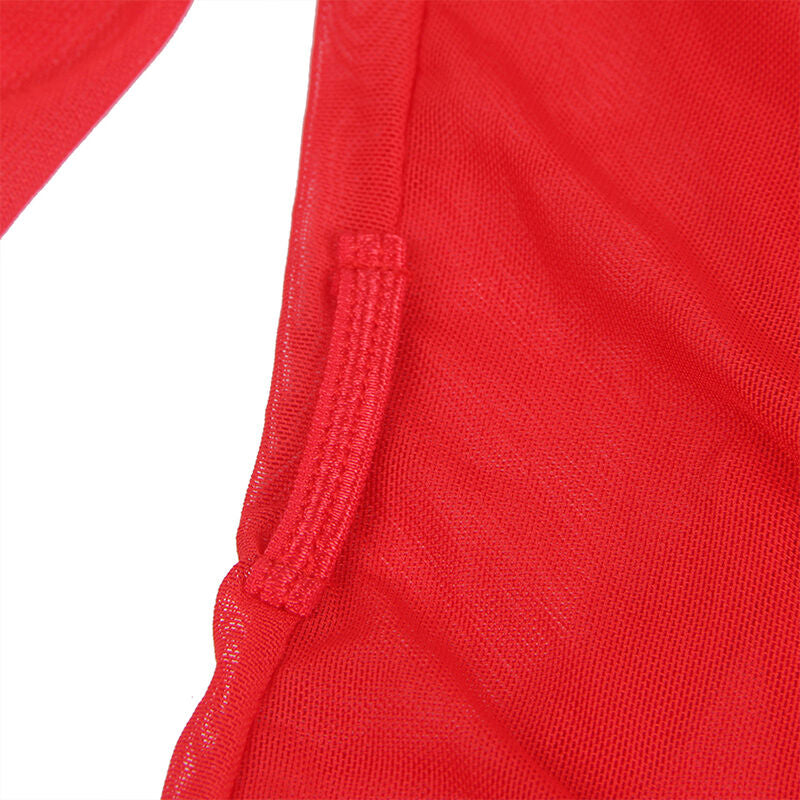 SUBBLIME - BATA TELA TRANSPARENTE DETALLE ENCAJE ROJO S/M - Sensualia