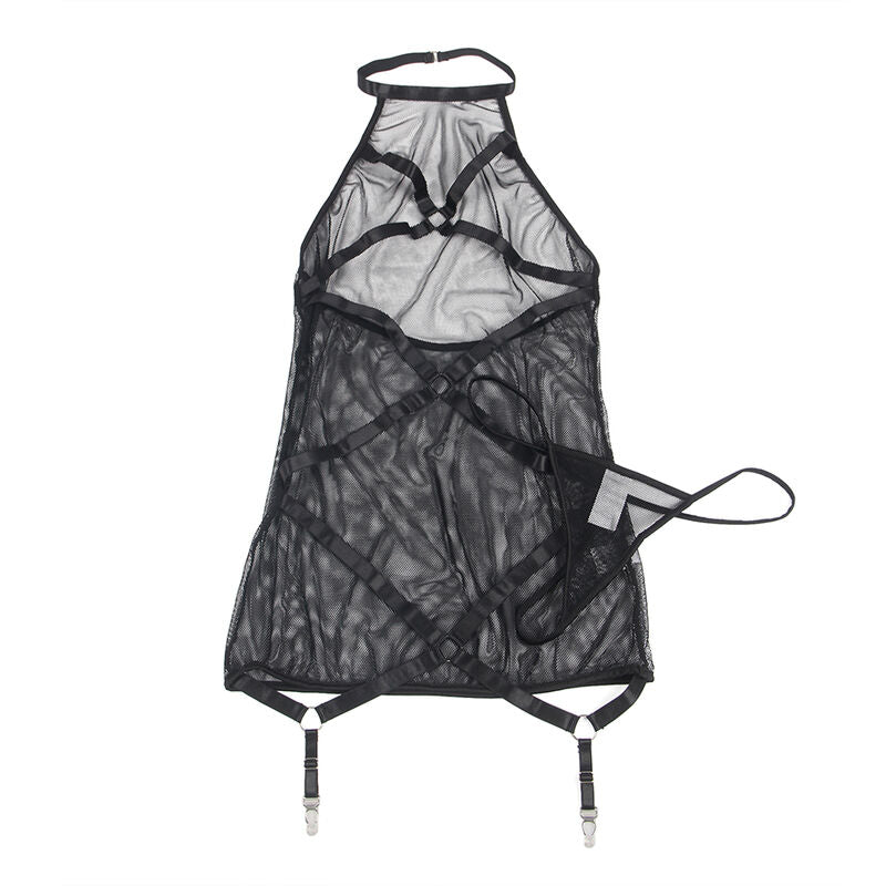SUBBLIME - VESTIDO TRANSPARENTE CUELLO HALTER NEGRO S/M - Sensualia