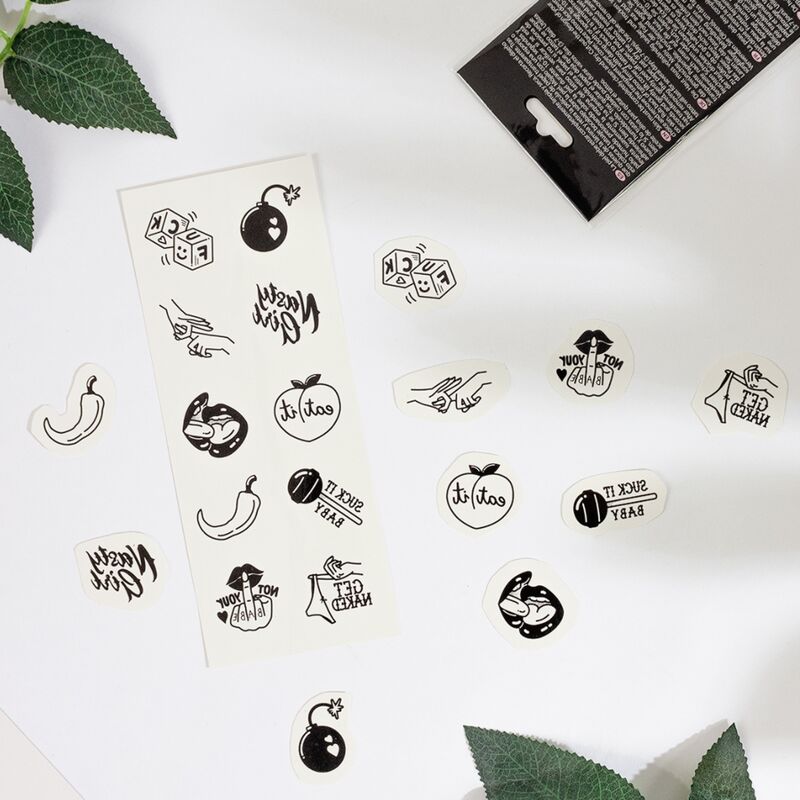 SECRET PLAY - LOT DE 10 TATOUAGES TEMPORAIRES SPICY COLLECTION - Sensualia