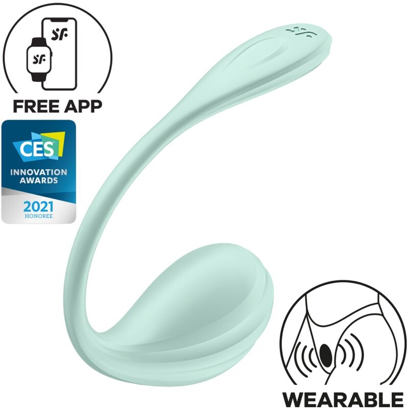 SATISFYER - APPLICATION GRATUITE STIMULATEUR DE POINT G PÉTALE LISSE VERT D'EAU - Sensualia