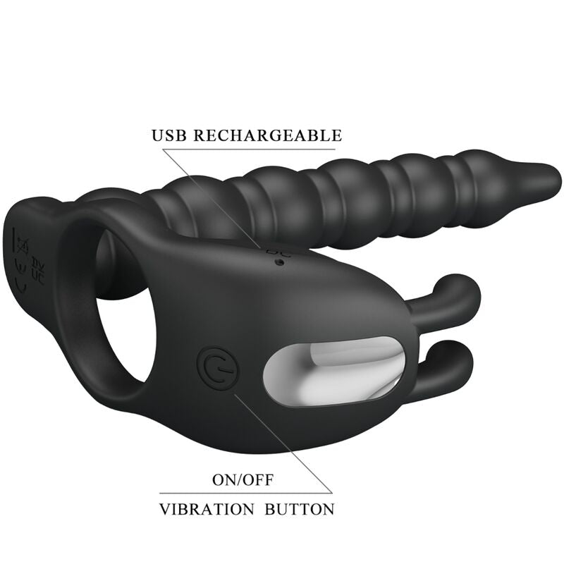 PRETTY LOVE - BLACKNEY ANNEAUX PÉNIS AVEC PLUG VIBRATEUR - Sensualia