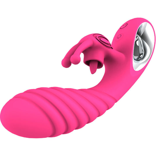 ARMONY - VIBRATEUR VICKY RABBIT AVEC LANGUE  ANNEAU DE TIRAGE FUCHSIA - Sensualia