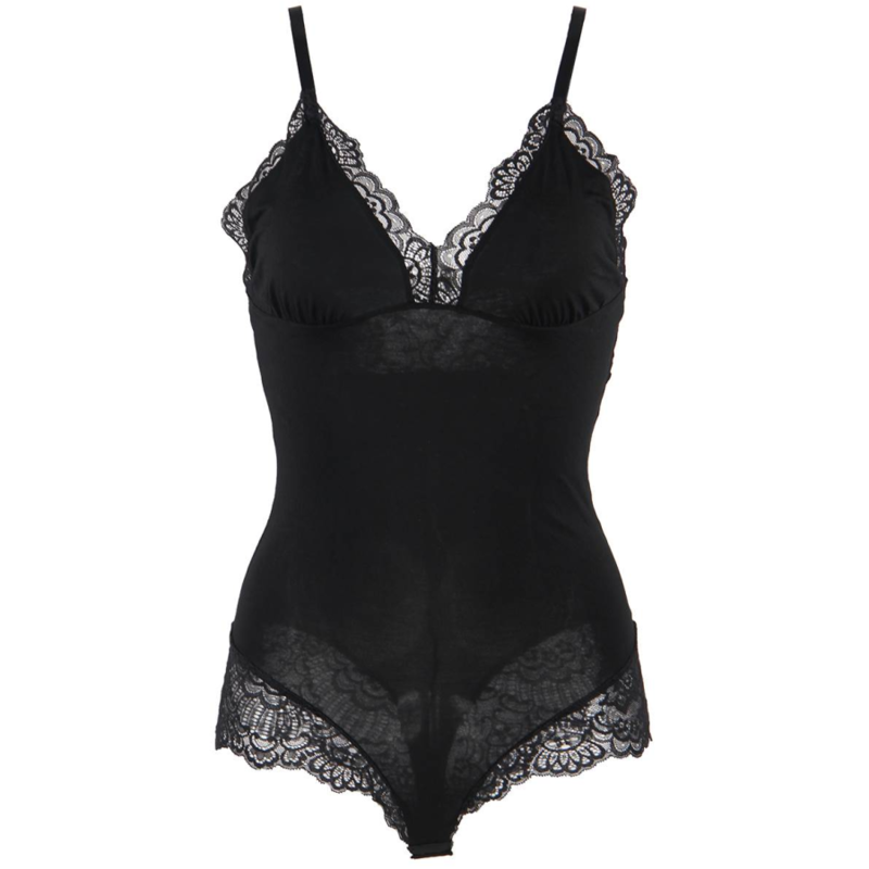 SUBBLIME - TEDDY DÉTAIL DENTELLE FLORALE NOIR L/XL - Sensualia