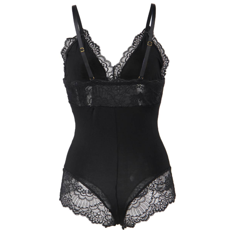 SUBBLIME - TEDDY DÉTAIL DENTELLE FLORALE NOIR L/XL - Sensualia