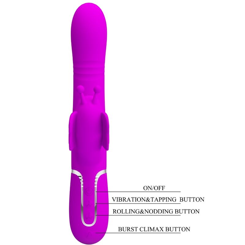 PRETTY LOVE - VIBRATEUR MULTIFONCTION LAPIN 4 EN 1 PAPILLON FUCHSIA - Sensualia