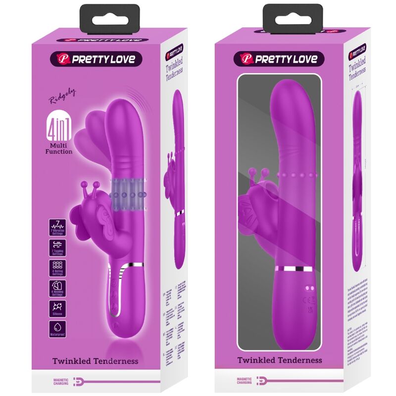 PRETTY LOVE - VIBRATEUR MULTIFONCTION LAPIN 4 EN 1 PAPILLON FUCHSIA - Sensualia