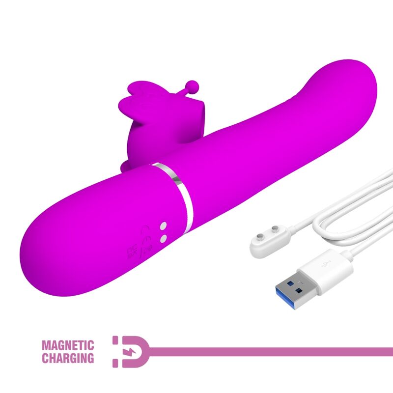 PRETTY LOVE - VIBRATEUR MULTIFONCTION LAPIN 4 EN 1 PAPILLON FUCHSIA - Sensualia