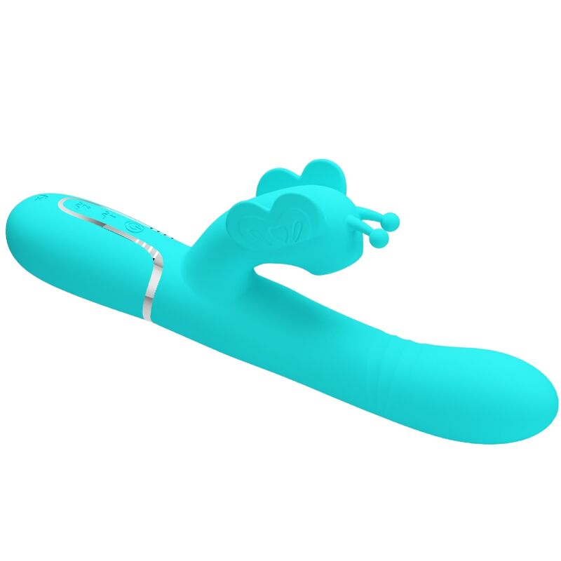 PRETTY LOVE - VIBRATEUR MULTIFONCTION LAPIN 4 EN 1 PAPILLON AQUA VERT - Sensualia