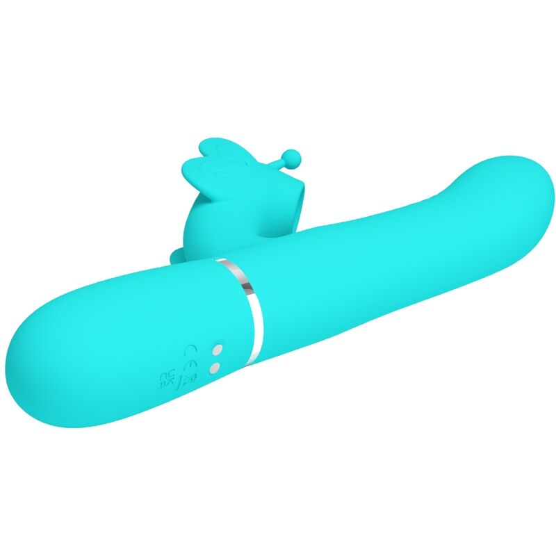 PRETTY LOVE - VIBRATEUR MULTIFONCTION LAPIN 4 EN 1 PAPILLON AQUA VERT - Sensualia