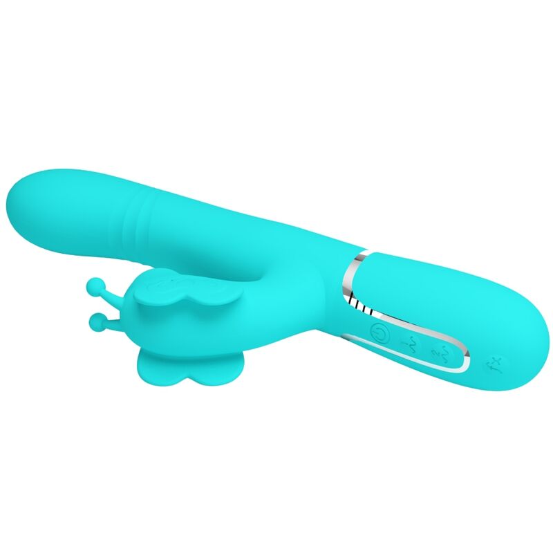 PRETTY LOVE - VIBRATEUR MULTIFONCTION LAPIN 4 EN 1 PAPILLON AQUA VERT - Sensualia