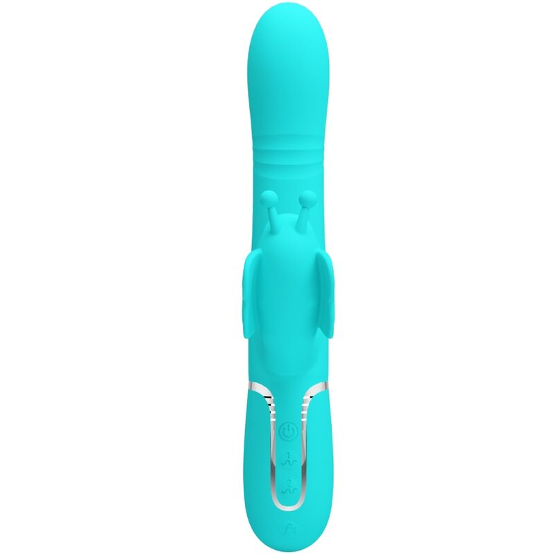 PRETTY LOVE - VIBRATEUR MULTIFONCTION LAPIN 4 EN 1 PAPILLON AQUA VERT - Sensualia