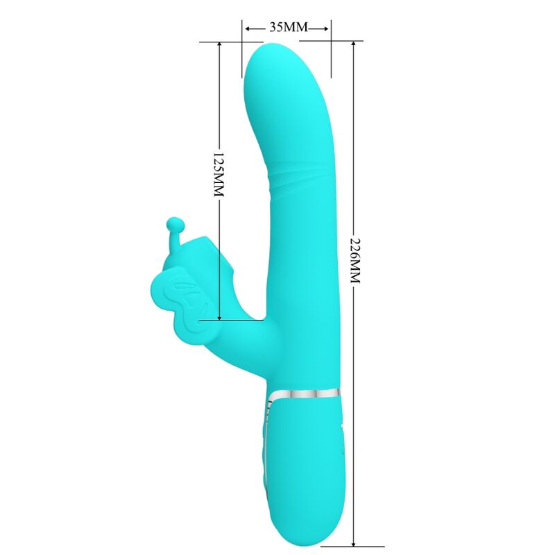 PRETTY LOVE - VIBRATEUR MULTIFONCTION LAPIN 4 EN 1 PAPILLON AQUA VERT - Sensualia