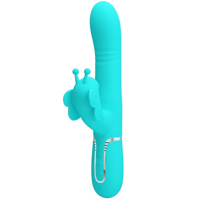PRETTY LOVE - VIBRATEUR MULTIFONCTION LAPIN 4 EN 1 PAPILLON AQUA VERT - Sensualia