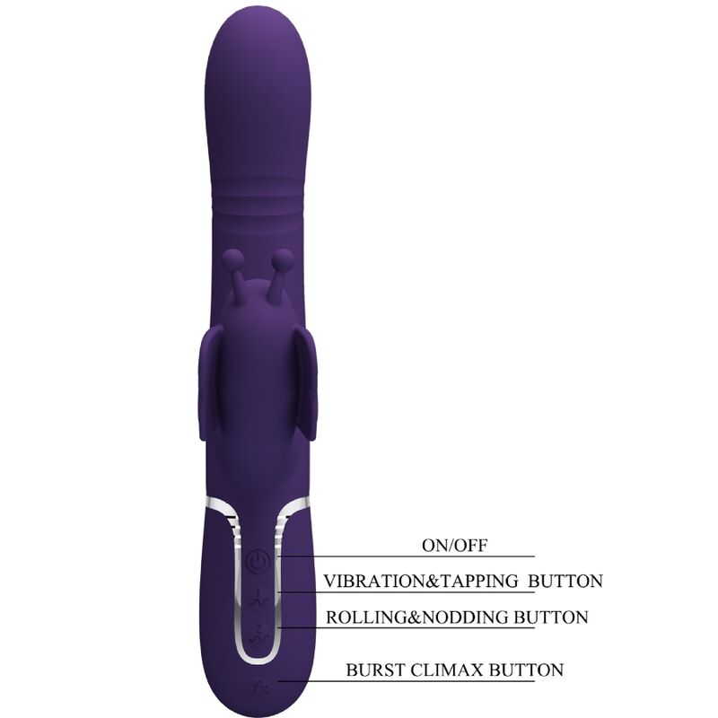PRETTY LOVE - VIBRATEUR MULTIFONCTION LAPIN 4 EN 1 PAPILLON VIOLET - Sensualia