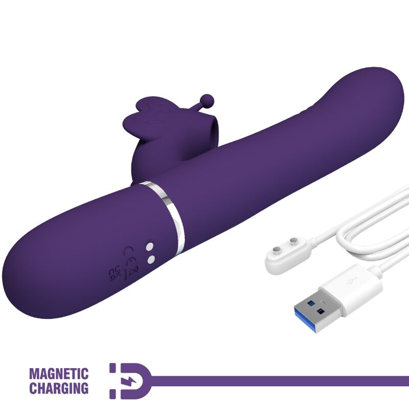 PRETTY LOVE - VIBRATEUR MULTIFONCTION LAPIN 4 EN 1 PAPILLON VIOLET - Sensualia
