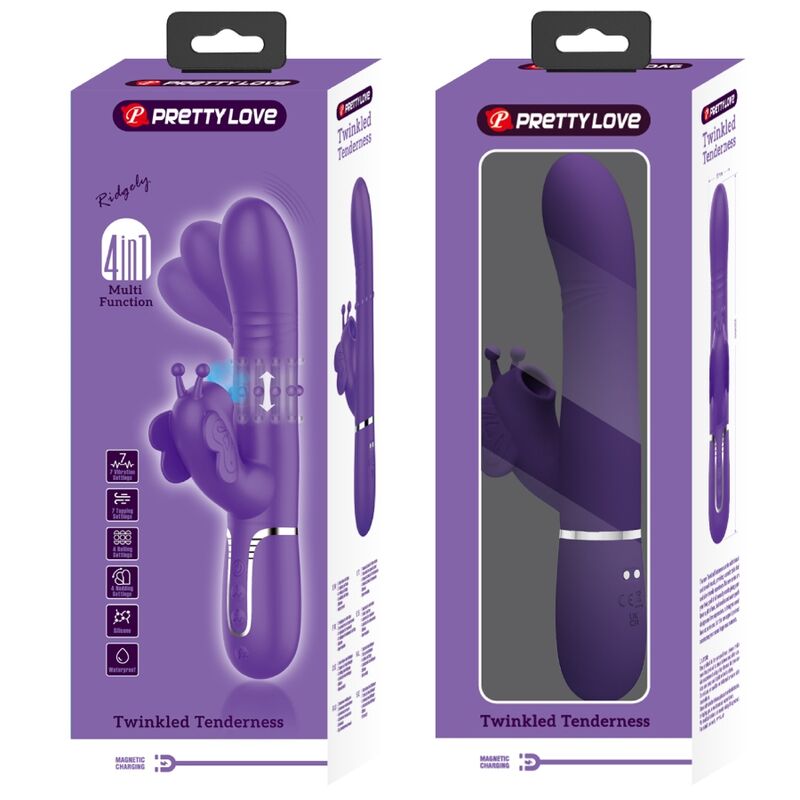 PRETTY LOVE - VIBRATEUR MULTIFONCTION LAPIN 4 EN 1 PAPILLON VIOLET - Sensualia