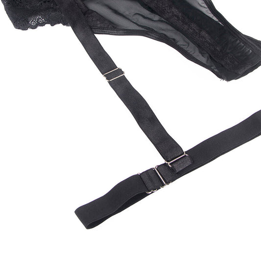 SUBBLIME - TEDDY CON LIGUERO DETALLE TIRAS PECHO NEGRO S/M - Sensualia