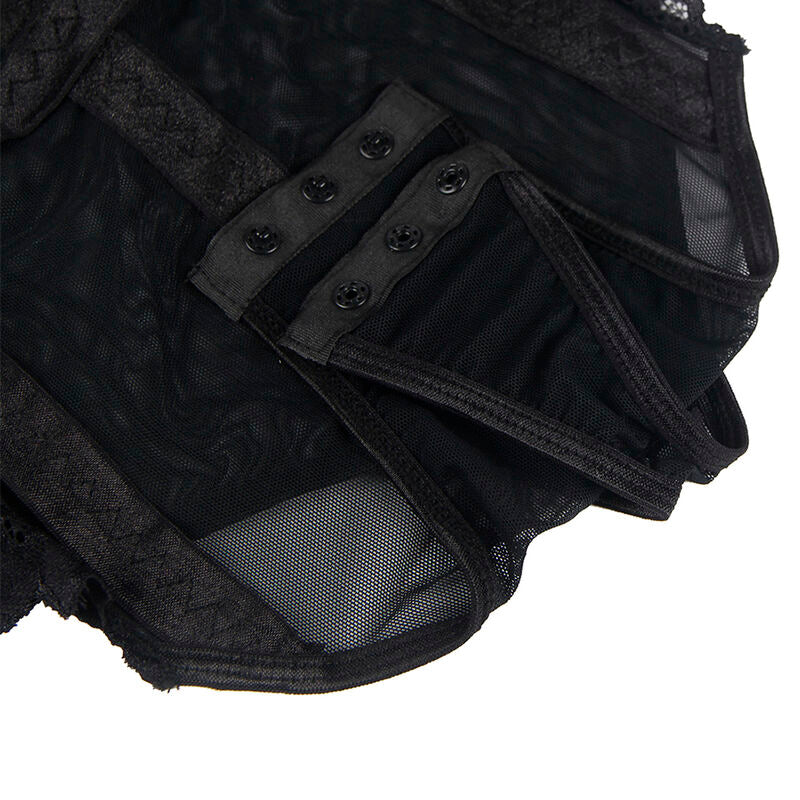 SUBBLIME - TEDDY CON LIGUERO DETALLE TIRAS PECHO NEGRO S/M - Sensualia