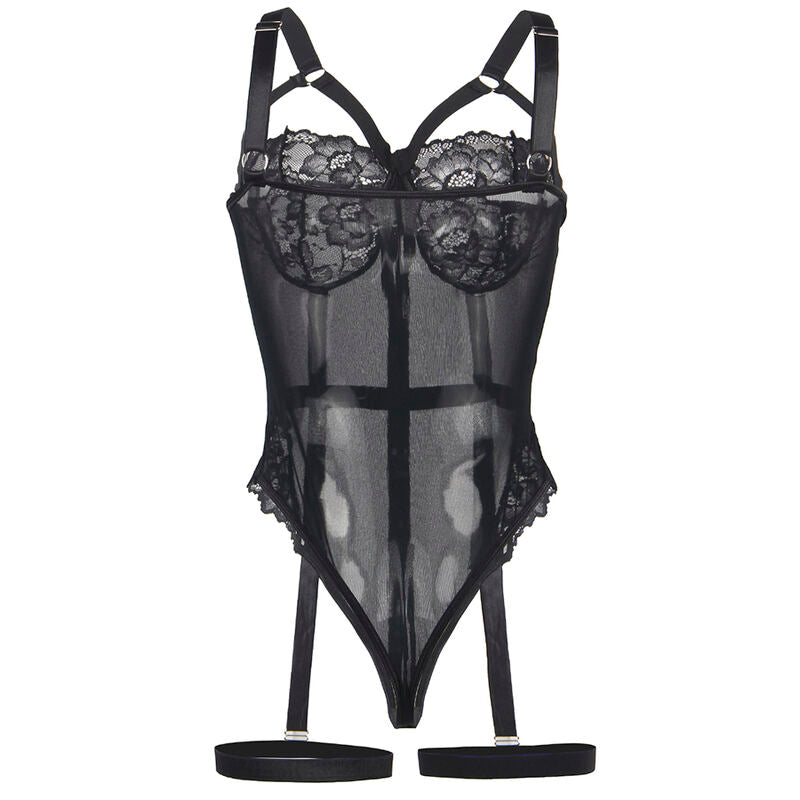 SUBBLIME - TEDDY CON LIGUERO DETALLE TIRAS PECHO NEGRO S/M - Sensualia