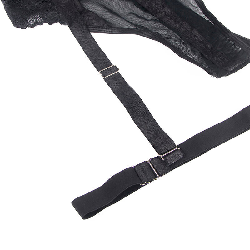 SUBBLIME - TEDDY CON LIGUERO DETALLE TIRAS PECHO NEGRO S/M - Sensualia