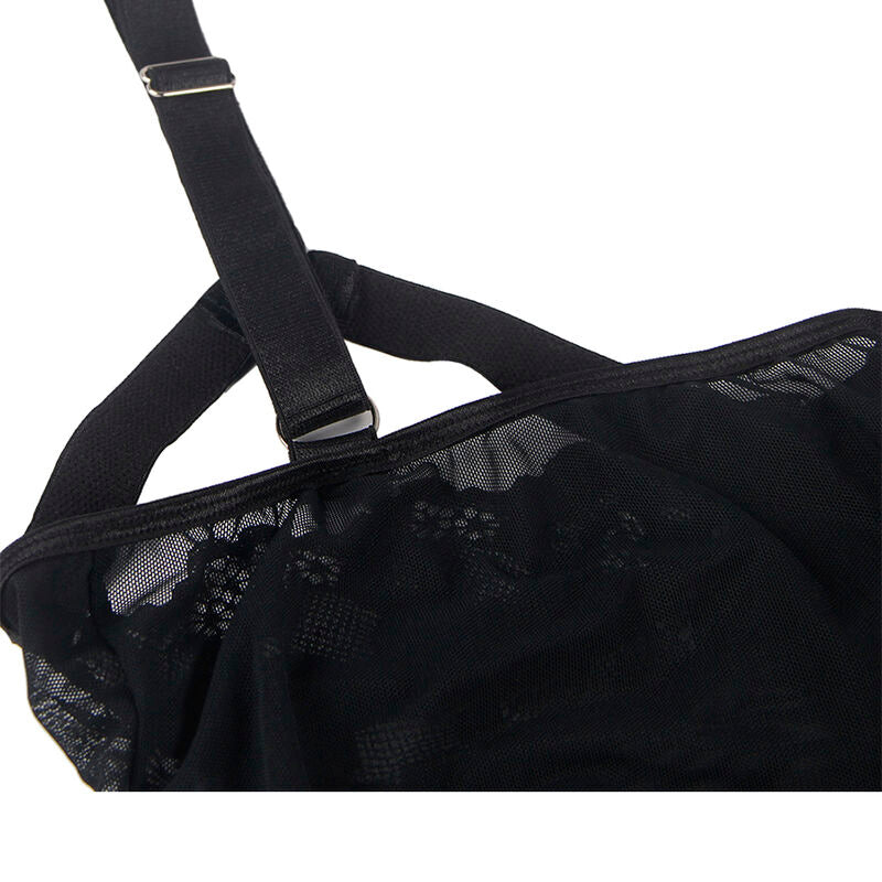SUBBLIME - TEDDY CON LIGUERO DETALLE TIRAS PECHO NEGRO S/M - Sensualia