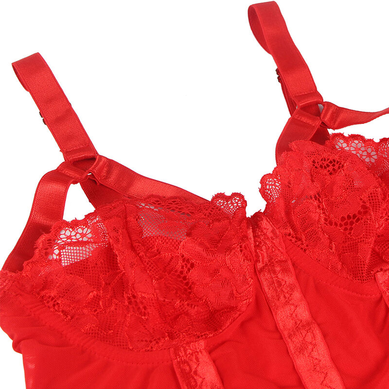 SUBBLIME - TEDDY CON LIGUERO DETALLE TIRAS PECHO ROJO S/M - Sensualia
