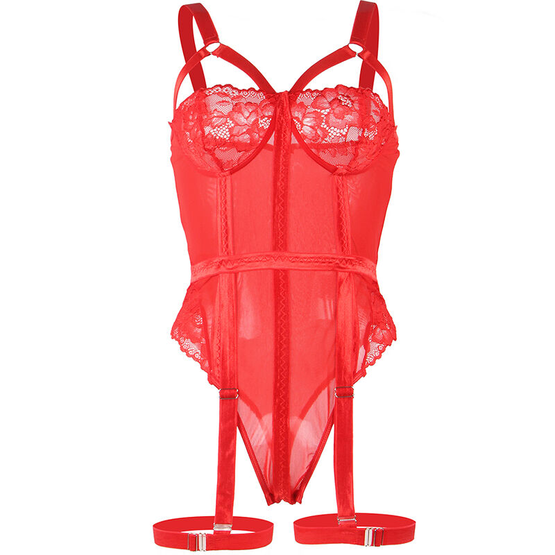 SUBBLIME - TEDDY CON LIGUERO DETALLE TIRAS PECHO ROJO S/M - Sensualia