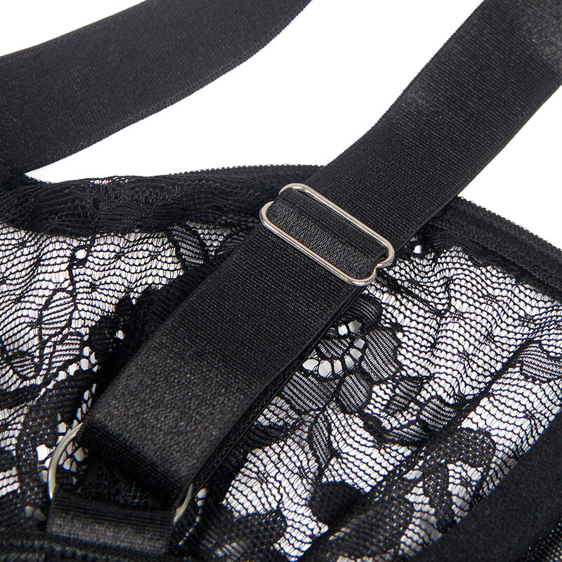 SUBBLIME - TEDDY CON LIGA DETALLE ENCAJES Y TIRAS NEGRO S/M - Sensualia