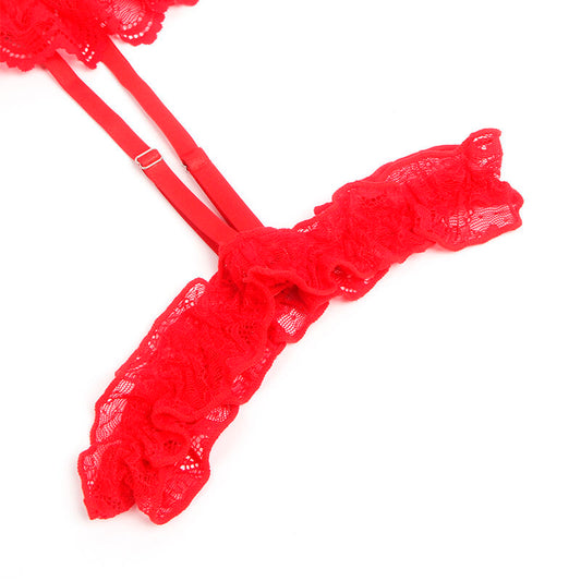 SUBBLIME - TEDDY CON LIGA DETALLE ENCAJE Y TIRAS ROJO S/M - Sensualia