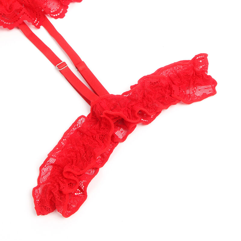 SUBBLIME - TEDDY CON LIGA DETALLE ENCAJE Y TIRAS ROJO S/M - Sensualia