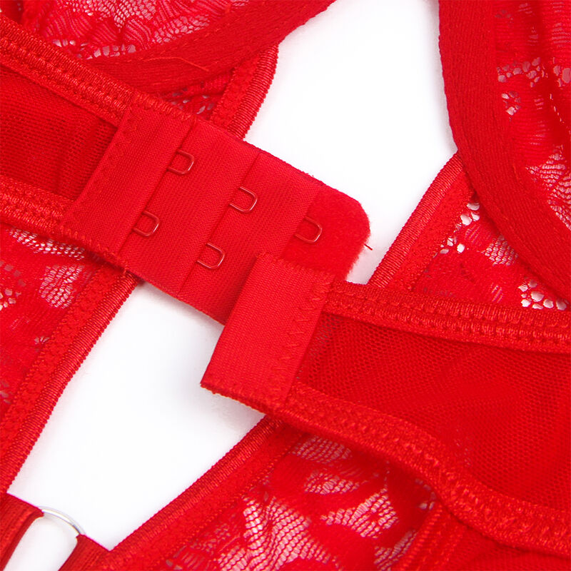 SUBBLIME - TEDDY CON LIGA DETALLE ENCAJE Y TIRAS ROJO S/M - Sensualia