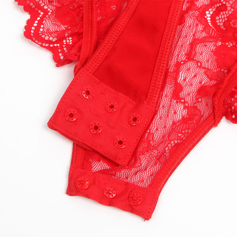 SUBBLIME - TEDDY CON LIGA DETALLE ENCAJE Y TIRAS ROJO S/M - Sensualia