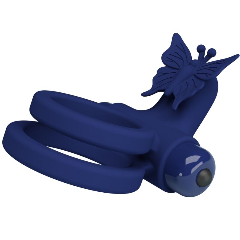 PRETTY LOVE - JAMELE DOUBLE ANNEAU AVEC VIBRATION & STIMULATEUR DE PAPILLON BLEU - Sensualia