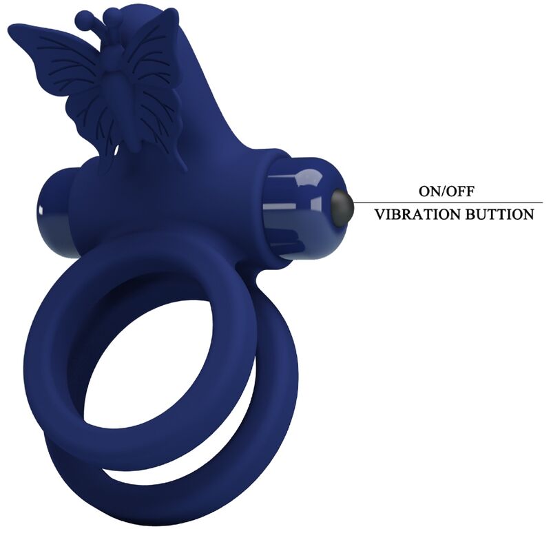 PRETTY LOVE - JAMELE DOUBLE ANNEAU AVEC VIBRATION & STIMULATEUR DE PAPILLON BLEU - Sensualia