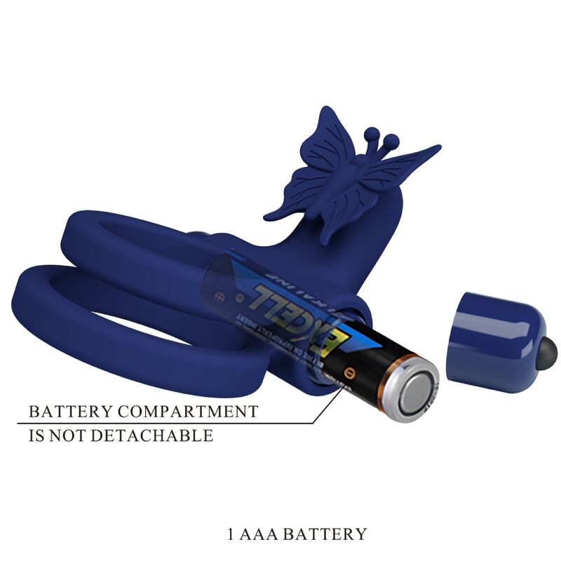 PRETTY LOVE - JAMELE DOUBLE ANNEAU AVEC VIBRATION & STIMULATEUR DE PAPILLON BLEU - Sensualia