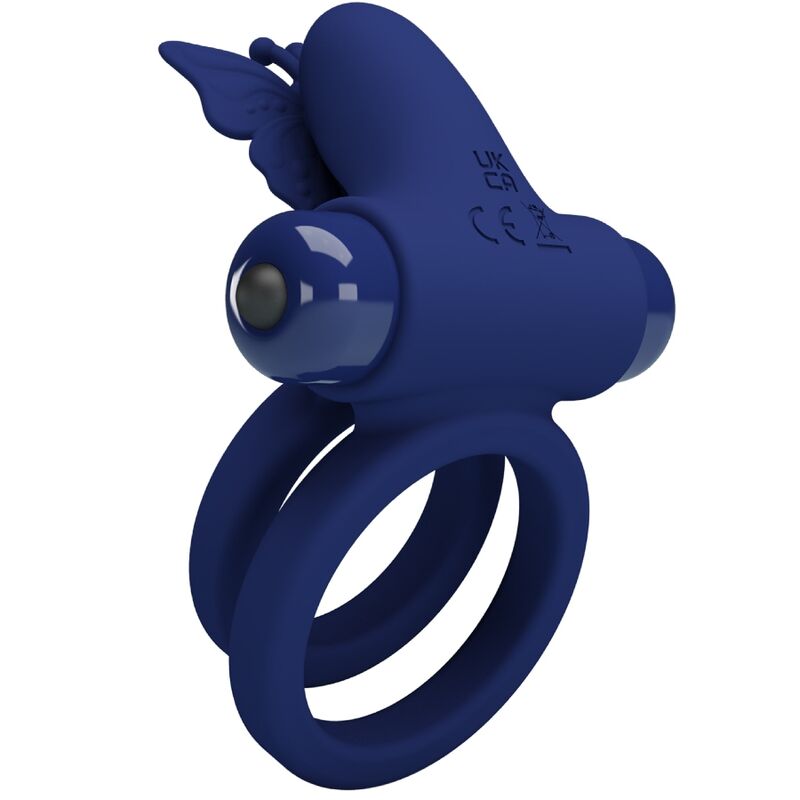 PRETTY LOVE - JAMELE DOUBLE ANNEAU AVEC VIBRATION & STIMULATEUR DE PAPILLON BLEU - Sensualia