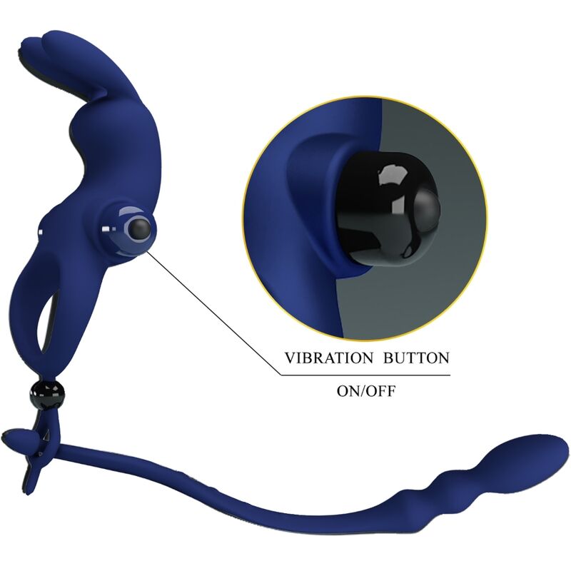 PRETTY LOVE - AYAD ANNEAU VIBRATEUR LAPIN AVEC PLUG BLEU - Sensualia
