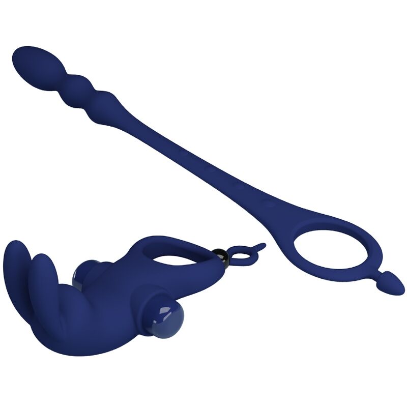PRETTY LOVE - AYAD ANNEAU VIBRATEUR LAPIN AVEC PLUG BLEU - Sensualia